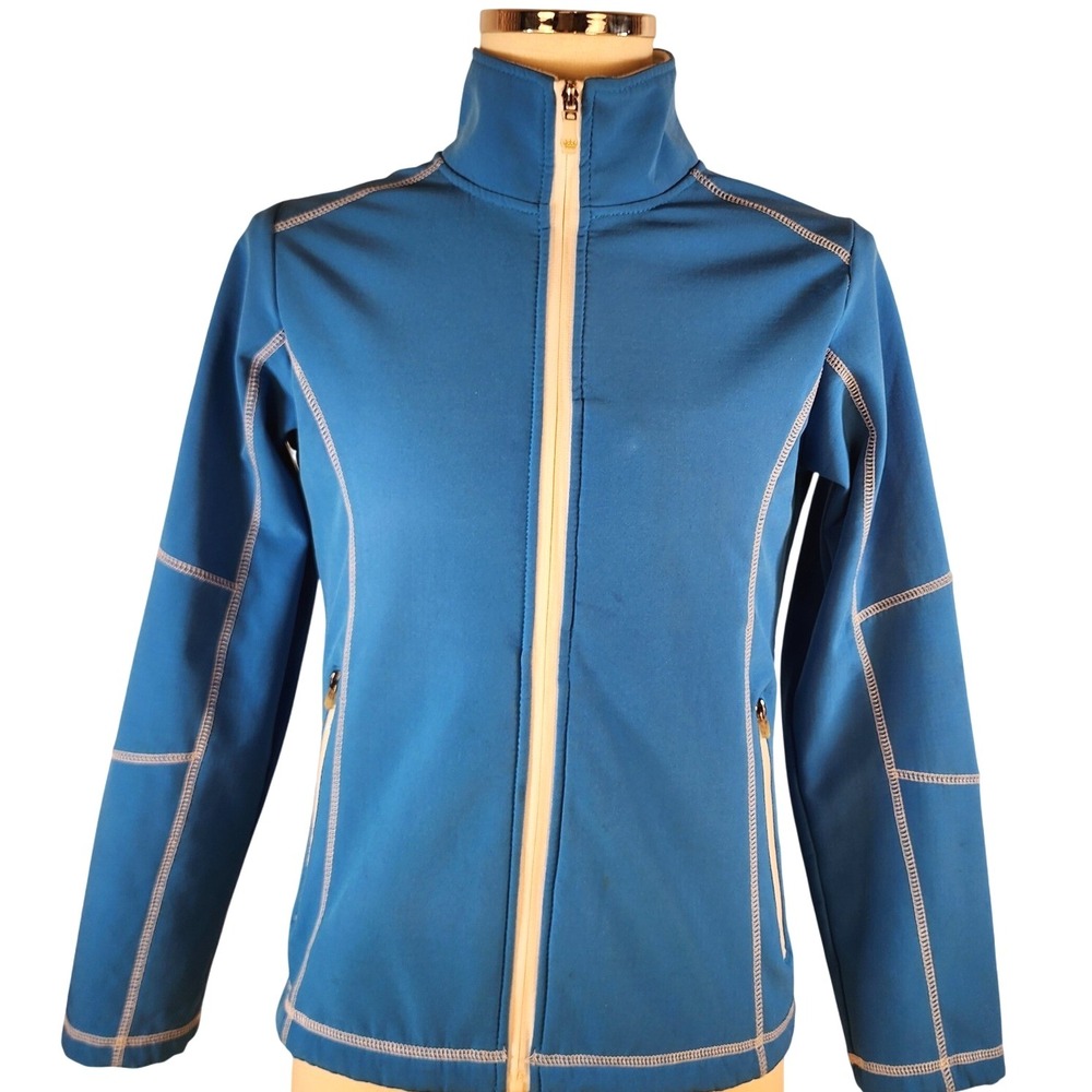 Kastel Denmark Christine Soft Shell Jacket Blue Full Zip Athletic Activewear